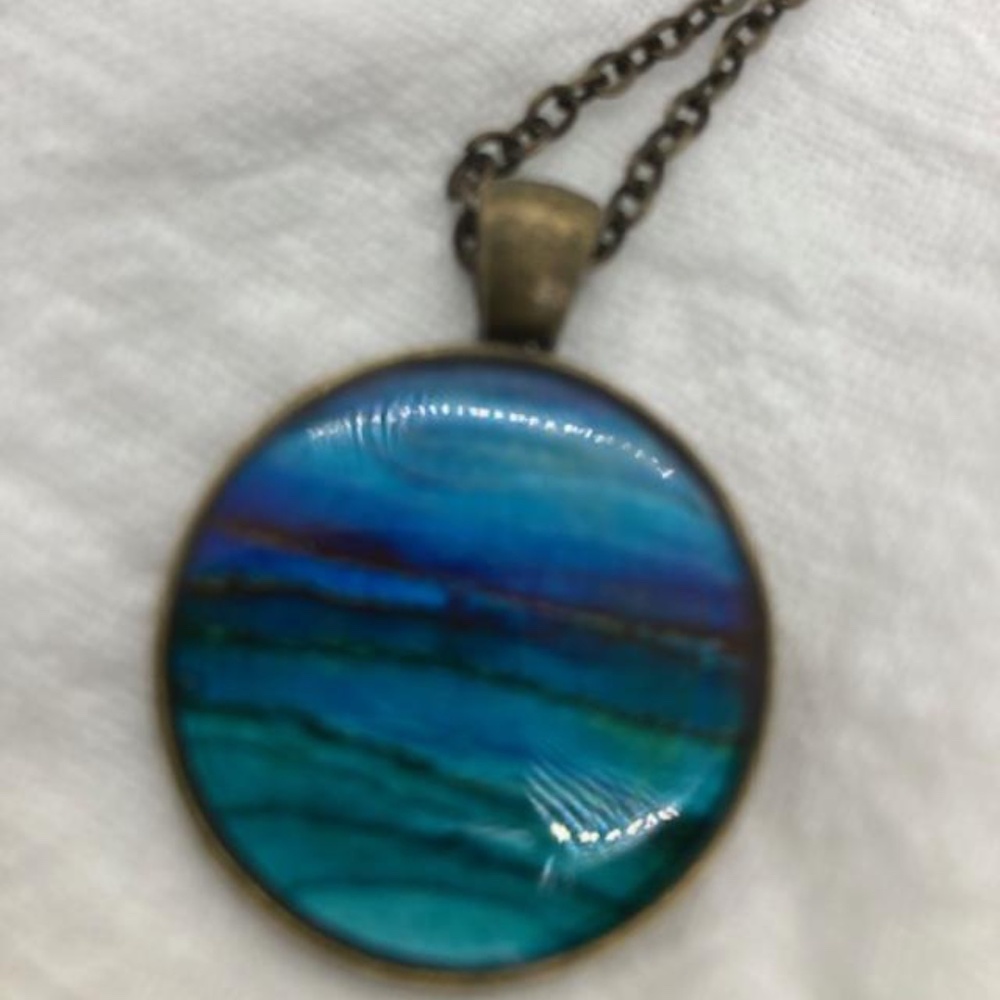 Brass and original artwork necklace